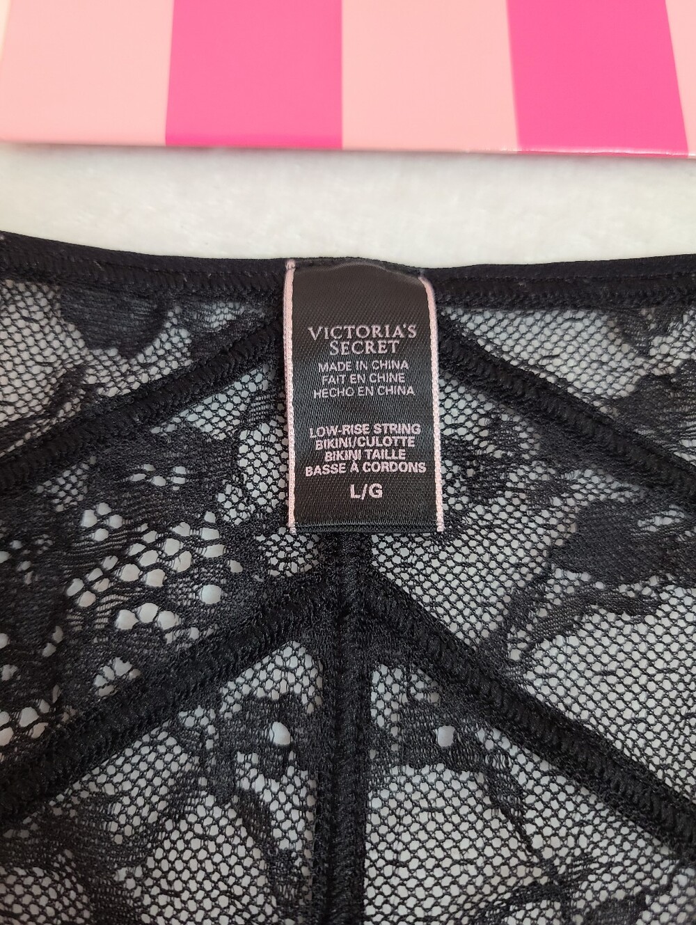 Y2K Victoria's Secret Sexy Eyelash Lace Strappy Cut-out Back String Bikini Panty - Picture 5 of 6